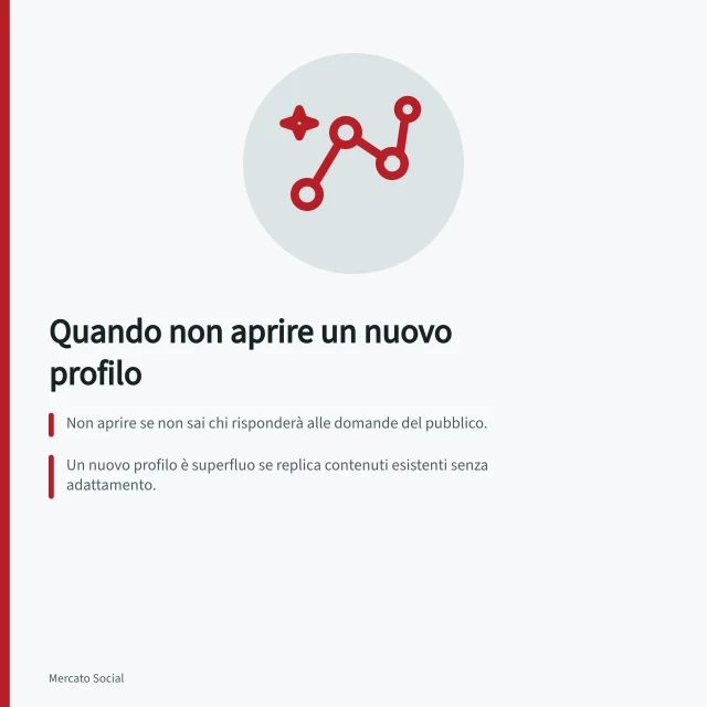 Quando non aprire un nuovo profilo: Non aprire se non sai chi risponderà alle domande del pubblico.; Un nuovo profilo è superfluo se replica contenuti esistenti senza adattamento.; LinkedIn permette Showcase Pages solo per segmenti specifici, non per obbligo di presenza. Decidere quando non aprire un altro profilo