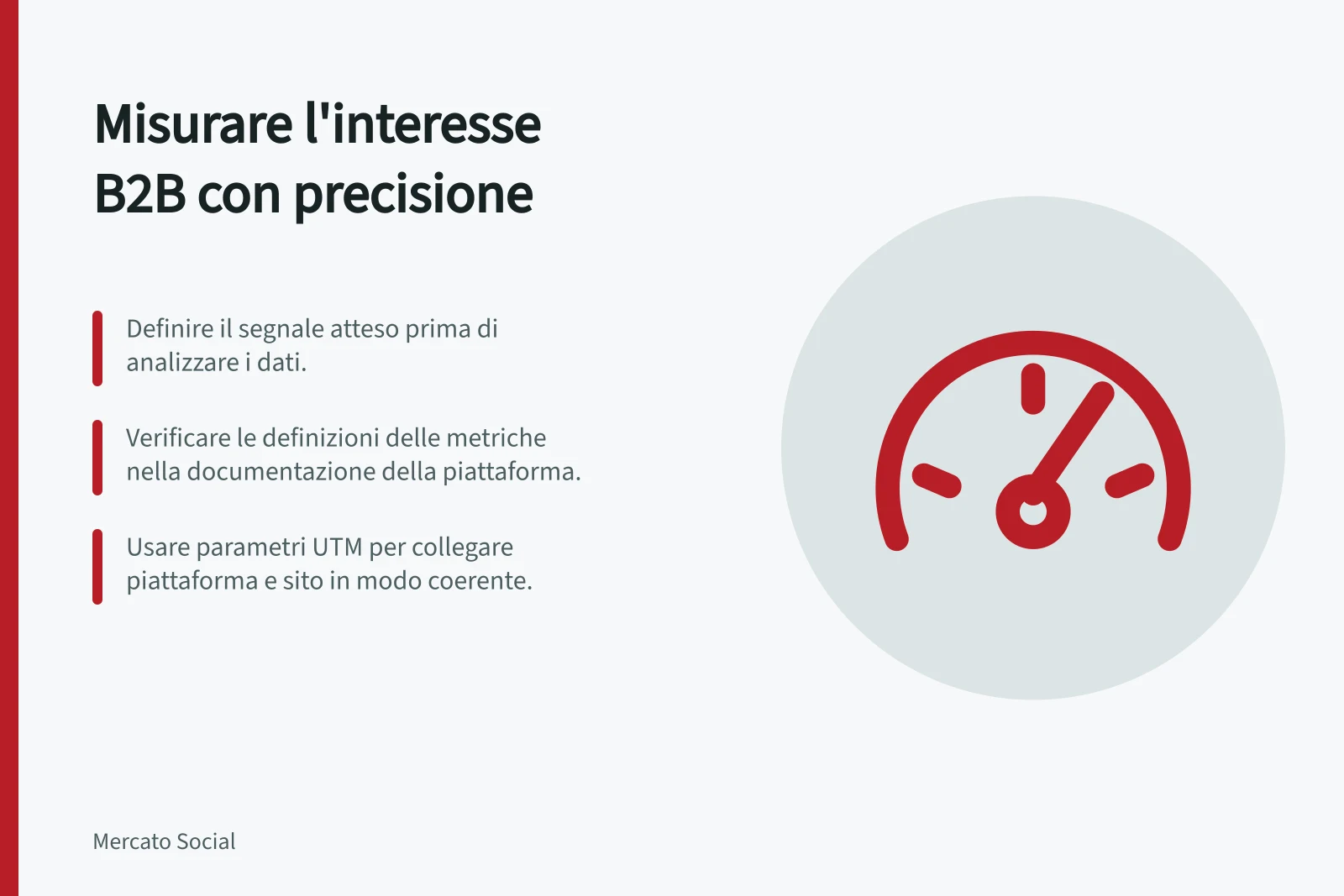 Misurare l'interesse B2B con precisione: Definire il segnale atteso prima di analizzare i dati.; Verificare le definizioni delle metriche nella documentazione della piattaforma.; Usare parametri UTM per collegare piattaforma e sito in modo coerente.