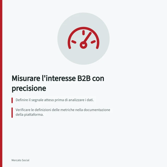 Misurare l'interesse B2B con precisione: Definire il segnale atteso prima di analizzare i dati.; Verificare le definizioni delle metriche nella documentazione della piattaforma.; Usare parametri UTM per collegare piattaforma e sito in modo coerente. Misurare l'interesse di un pubblico professionale